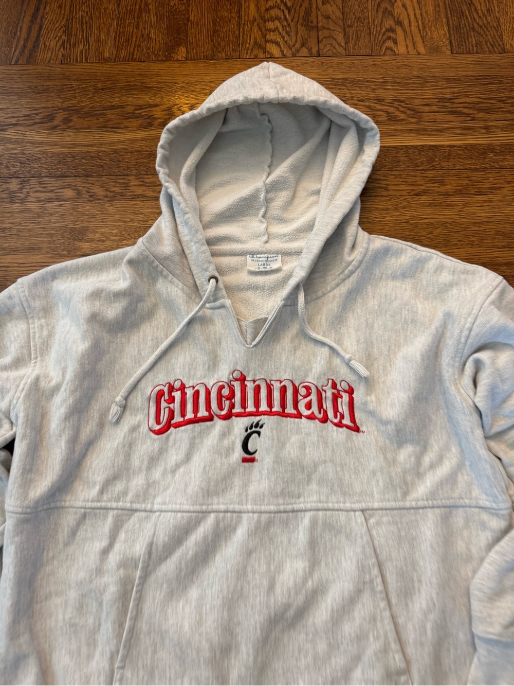 University Of Cincinnati Bearcats Embroidered Hoodie - Reverse Weave. View 3